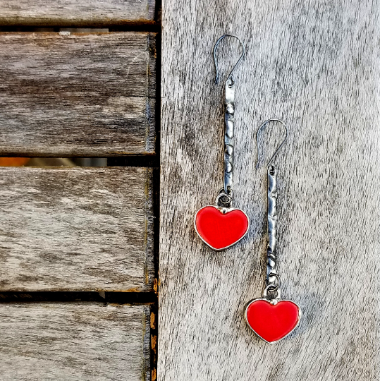 Handmade Romantic Sterling Silver Dangle Earrings, Lighthearted Love