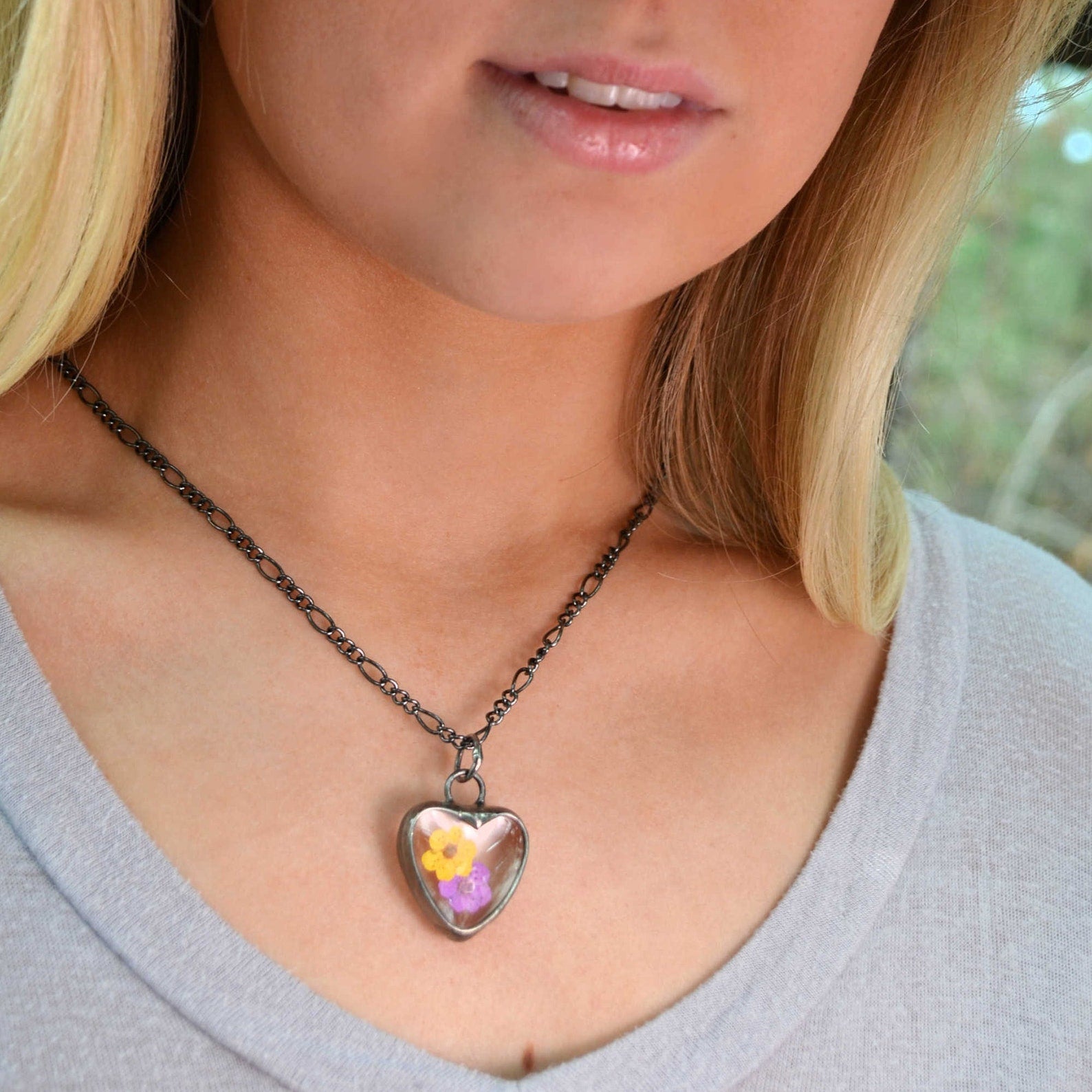 Purple and Gold Heart Necklace