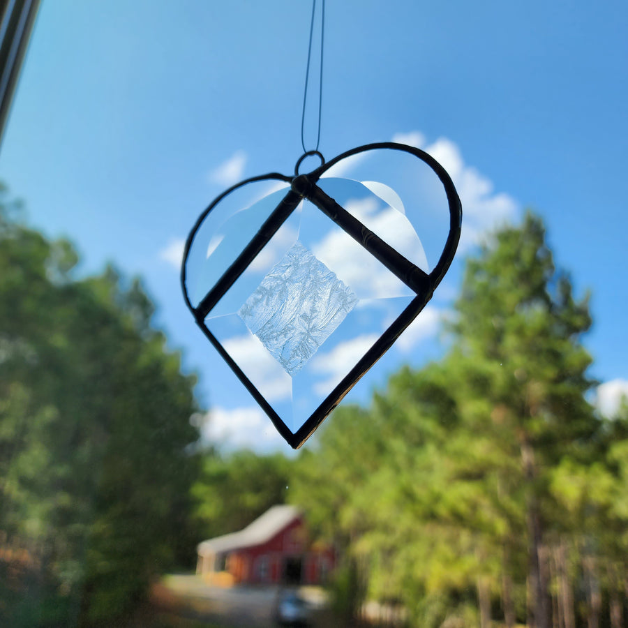 Stained Glass Heart Sun Catcher