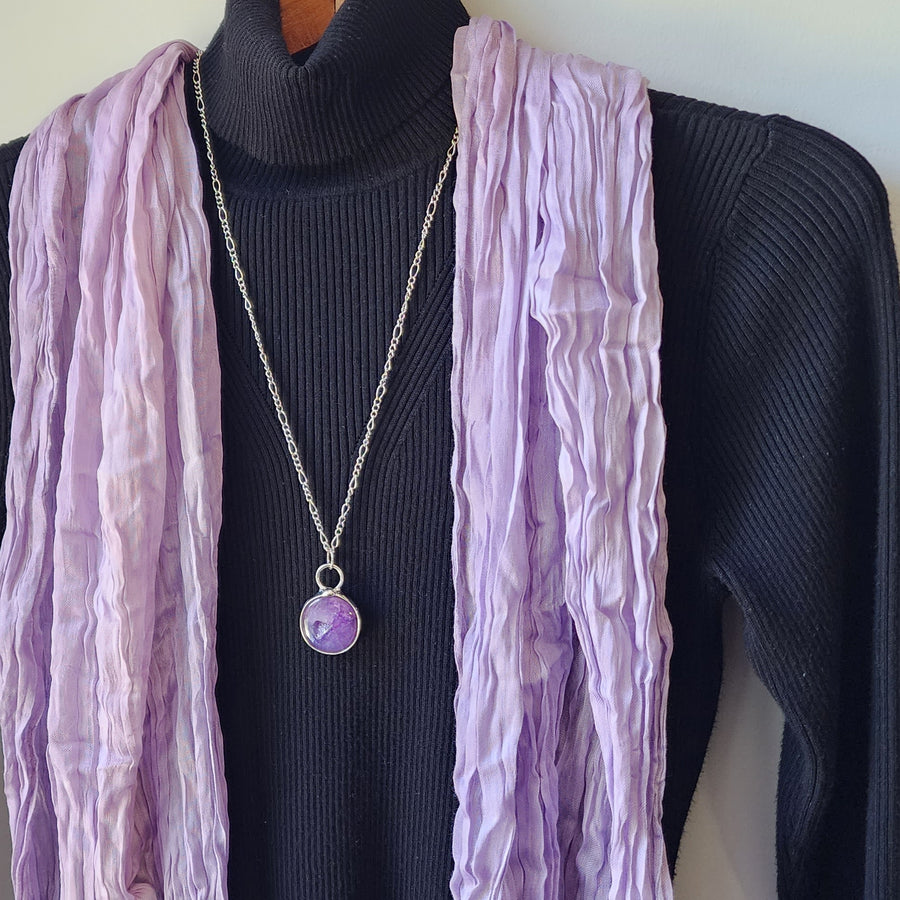 Purple Agate Druzy Round Necklace - SOLD