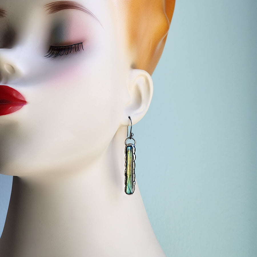 Labradorite Bar Earrings, Guild Jewelry - SOLD