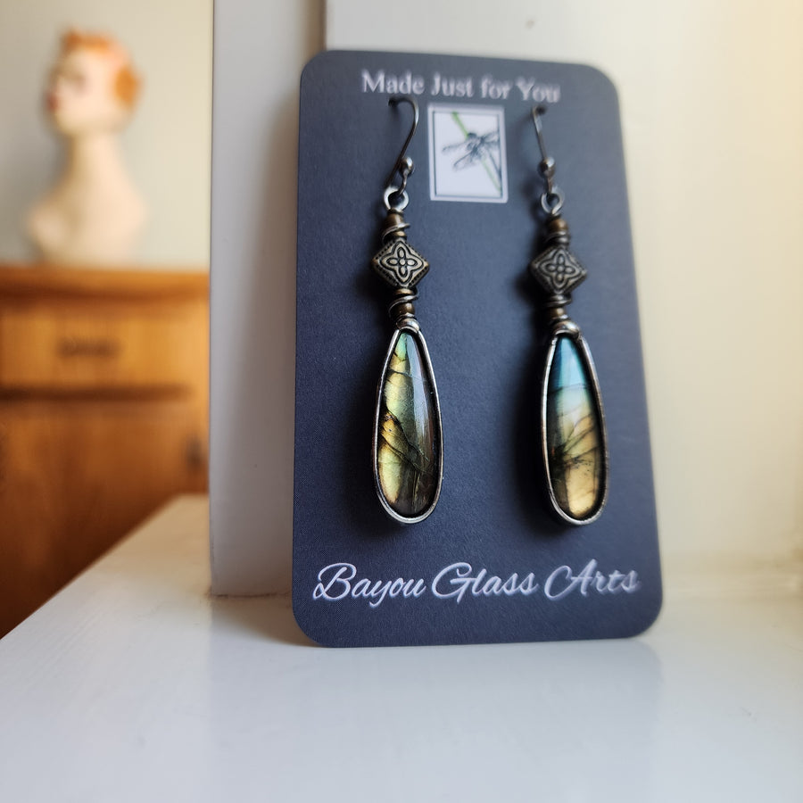 Labradorite Earrings, Artisan Made Jewelry - SOLD