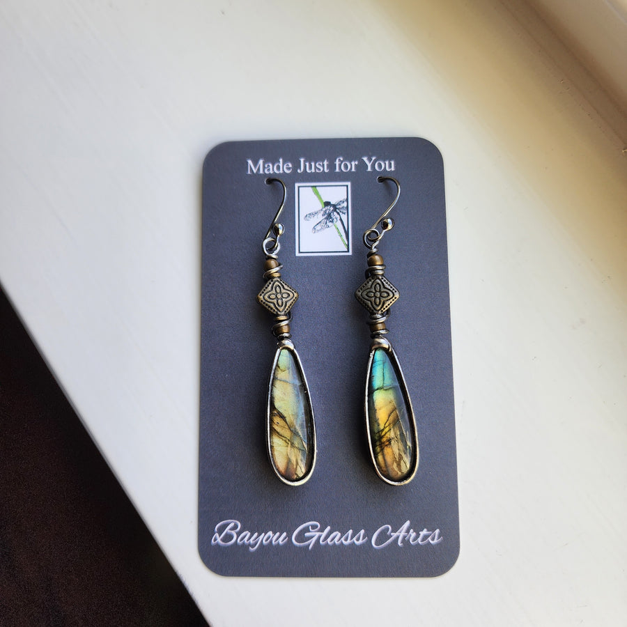 Labradorite Earrings, Artisan Made Jewelry - SOLD