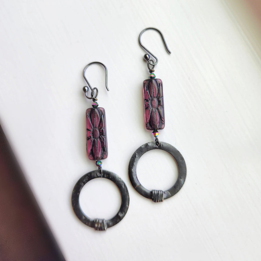 Handmade Boho Purple Beaded Earrings