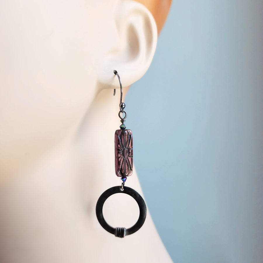 Handmade Boho Purple Beaded Earrings