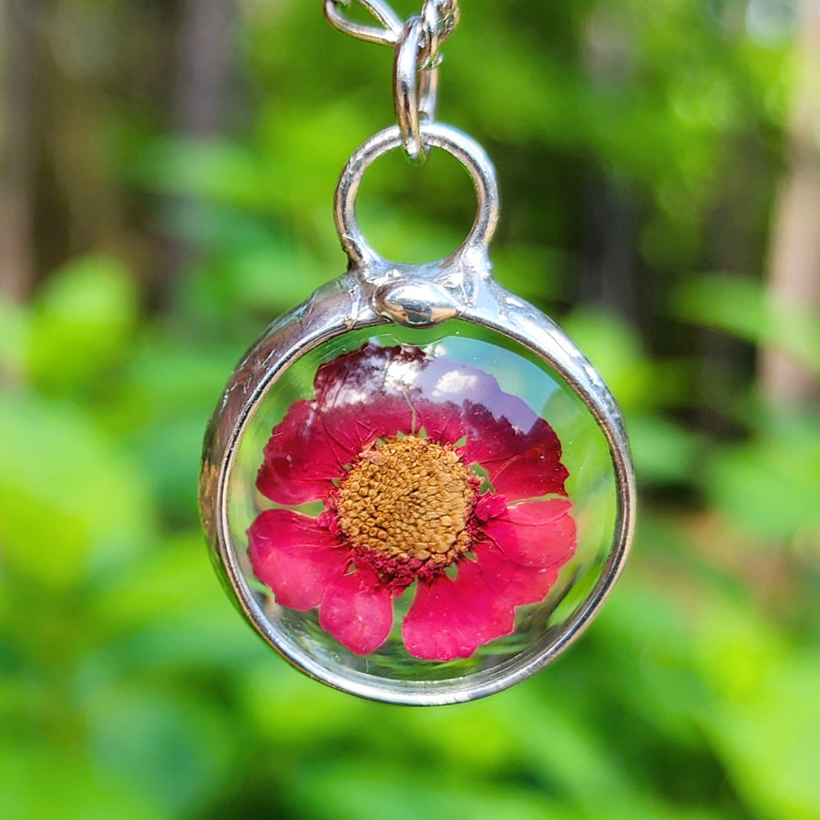 Red Pressed Flower Necklace