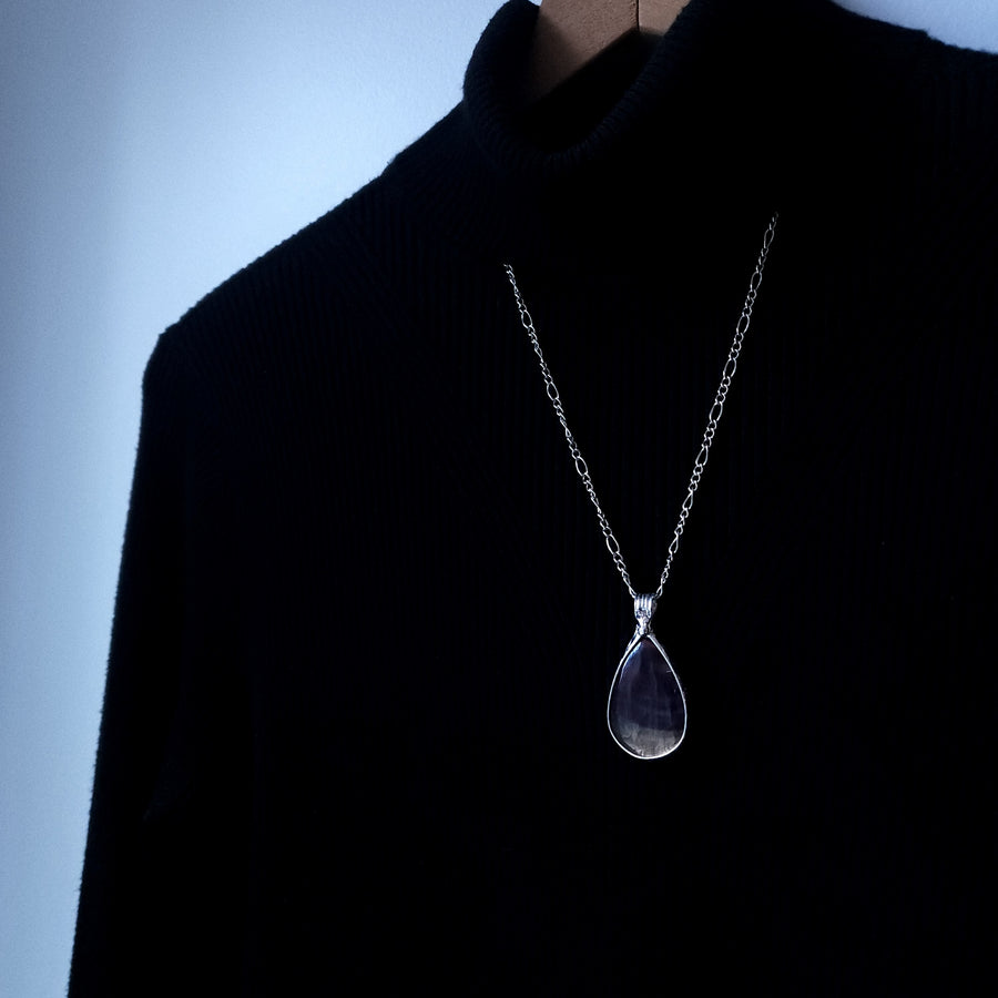 Large Pear Fluorite Pendant Necklace - SOLD