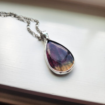 Large Pear Fluorite Pendant Necklace - SOLD