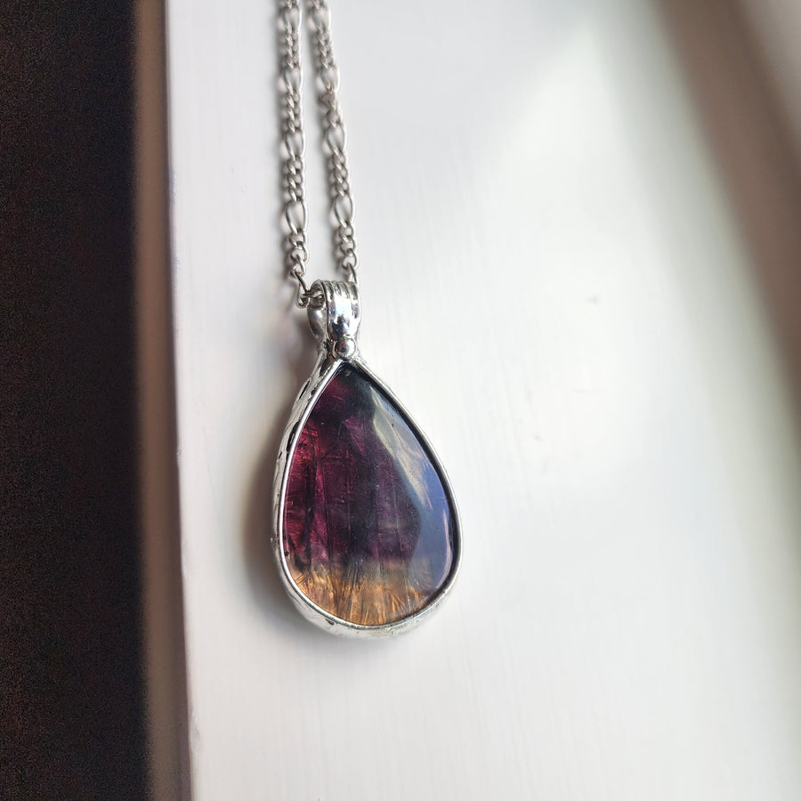 Large Pear Fluorite Pendant Necklace - SOLD