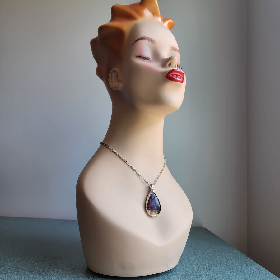 Large Pear Fluorite Pendant Necklace - SOLD