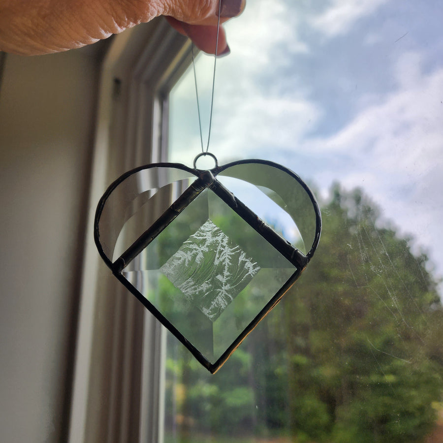 Stained Glass Heart Sun Catcher