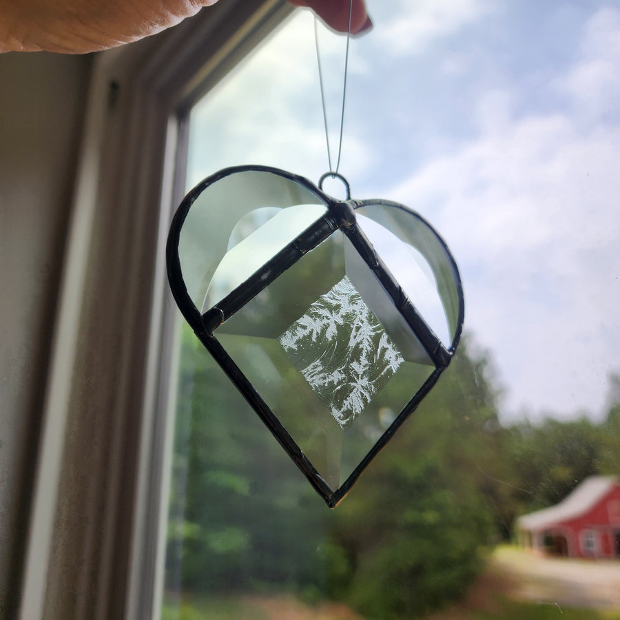 Stained Glass Heart Sun Catcher