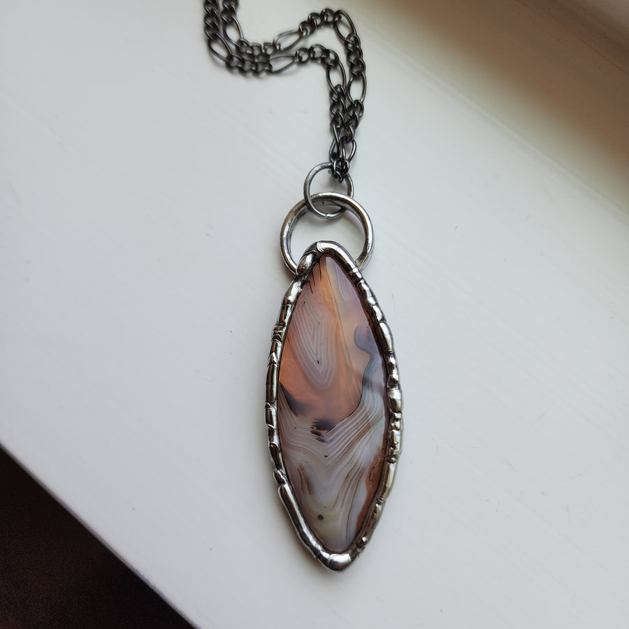 Large Copper and Agate Pendant