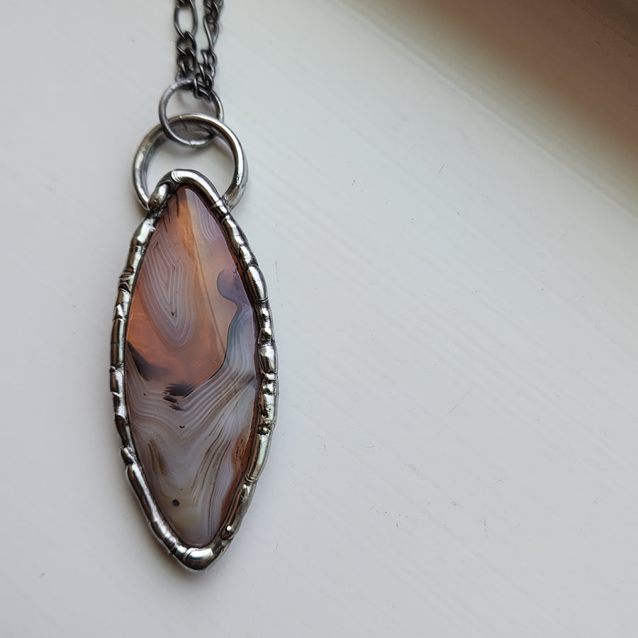 Large Copper and Agate Pendant