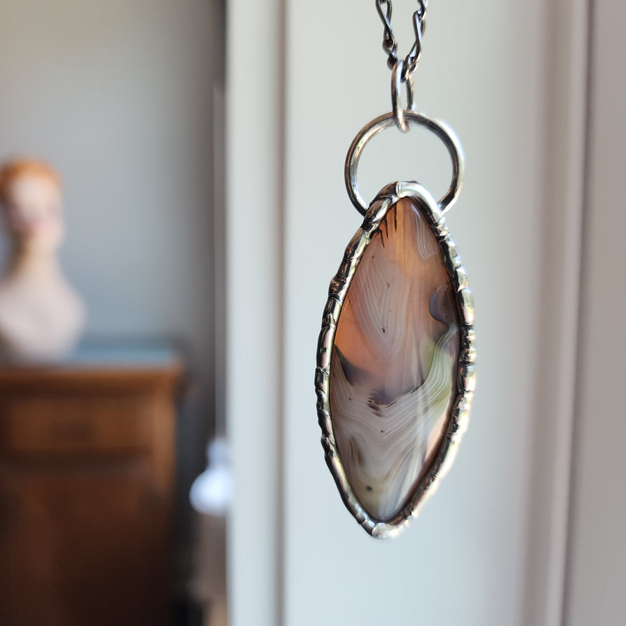 Large Copper and Agate Pendant