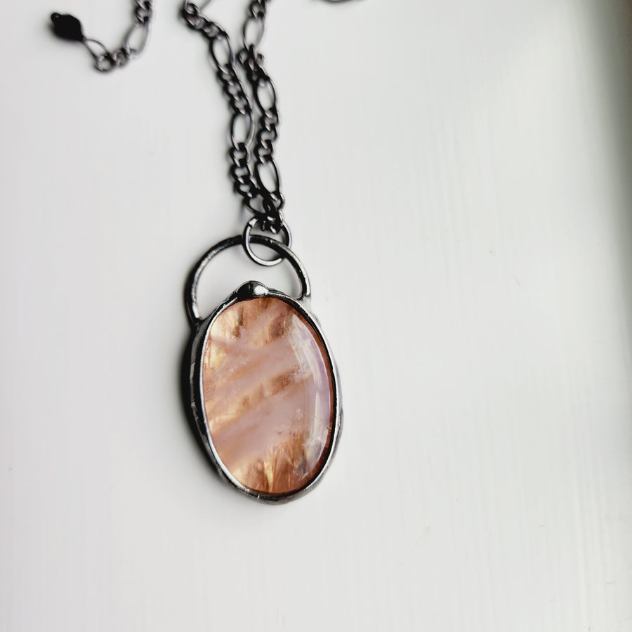 Copper Agate Gemstone Pendant Necklace - SOLD