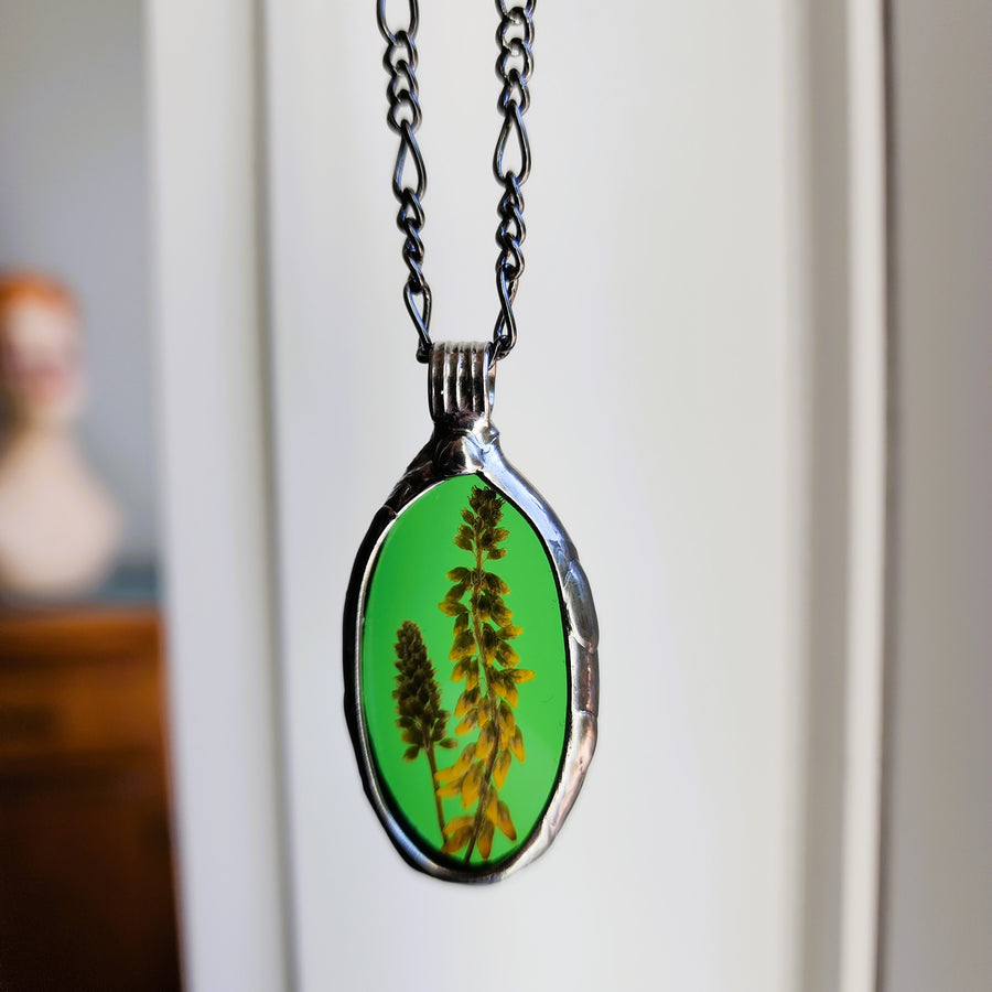 Stained Glass Pendant with Sweet Yellow Clover - SOLD