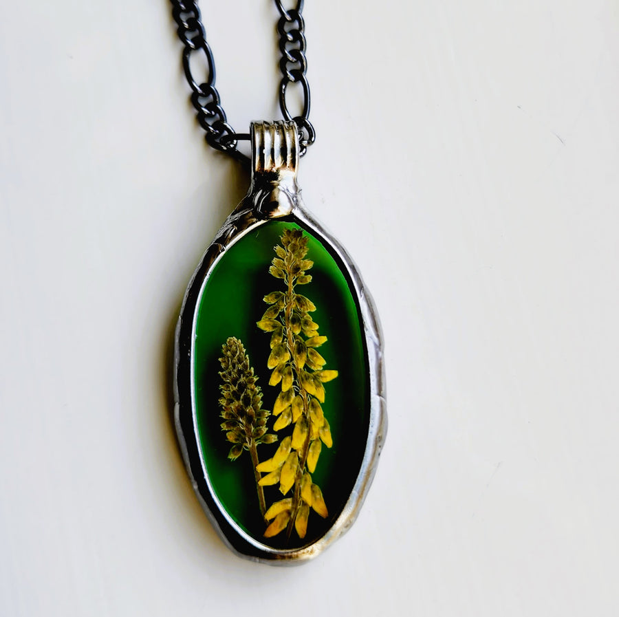 Stained Glass Pendant with Sweet Yellow Clover - SOLD