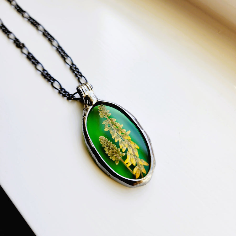 Stained Glass Pendant with Sweet Yellow Clover - SOLD