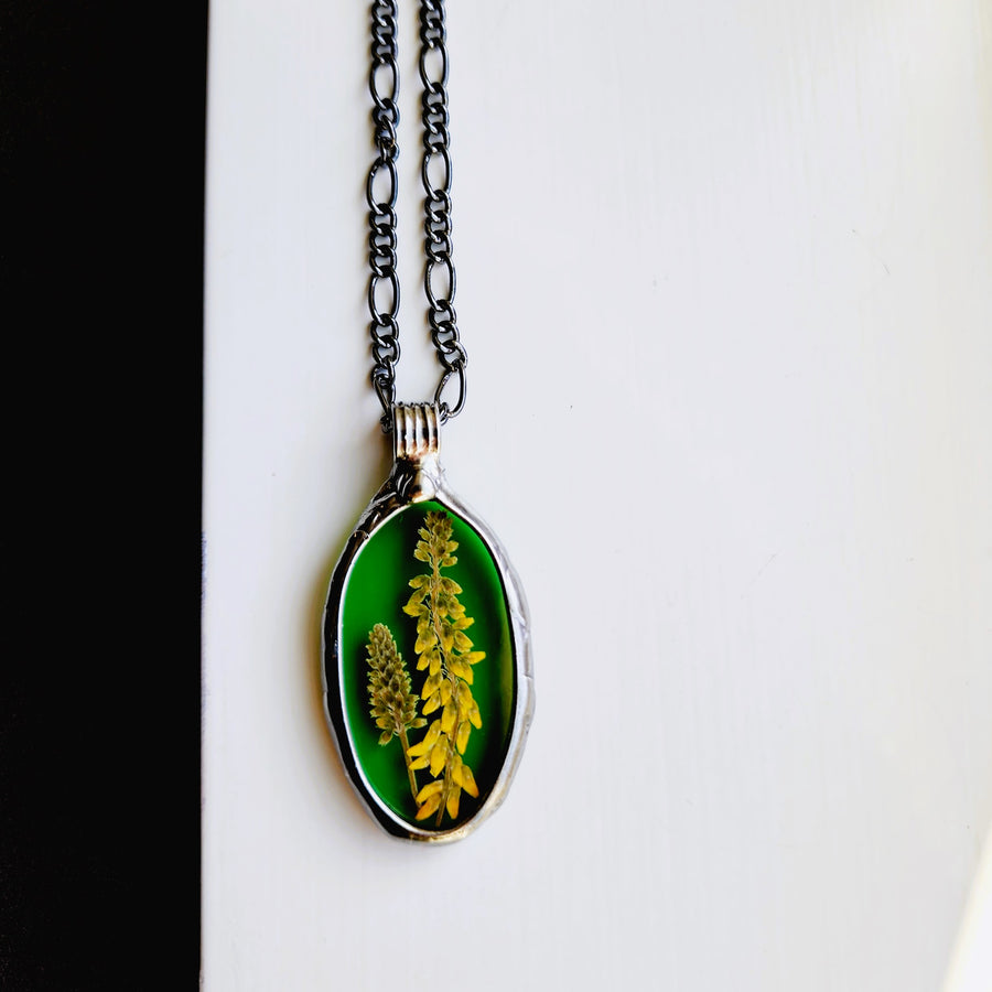 Stained Glass Pendant with Sweet Yellow Clover - SOLD