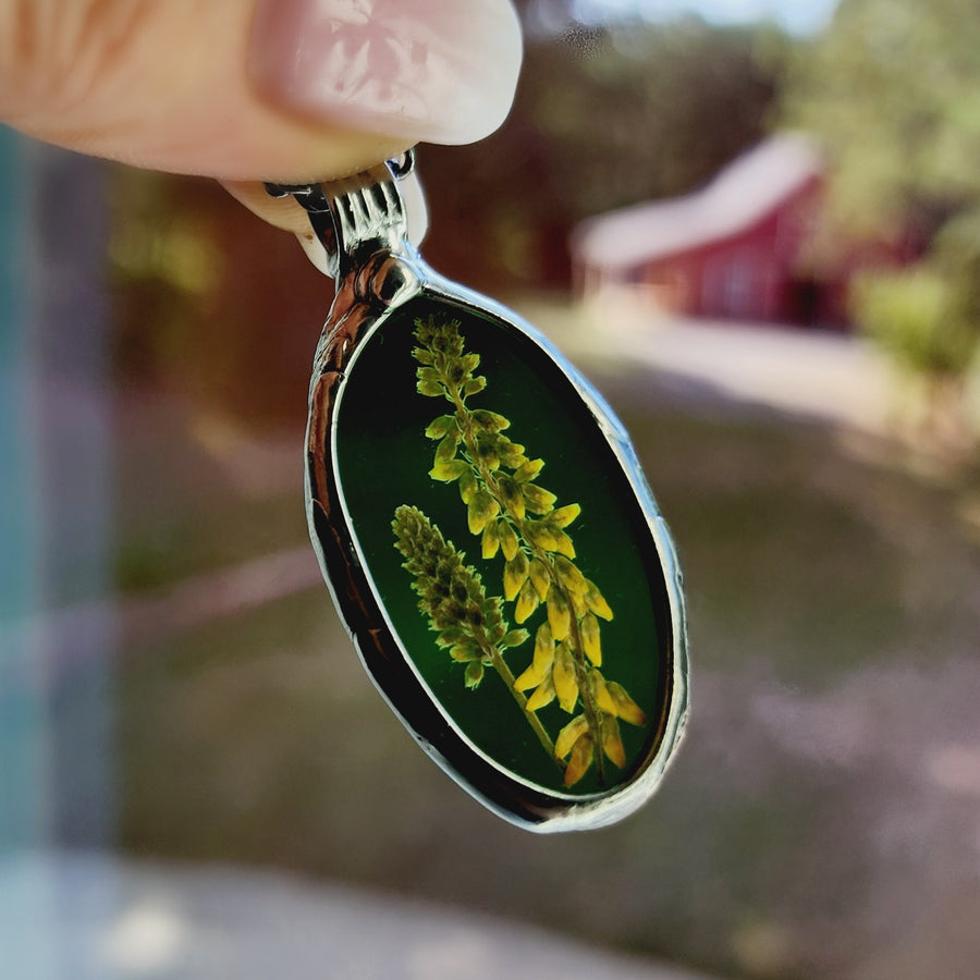 Stained Glass Pendant with Sweet Yellow Clover - SOLD