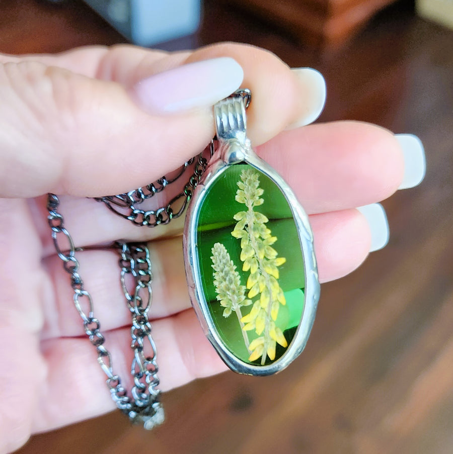 Stained Glass Pendant with Sweet Yellow Clover - SOLD