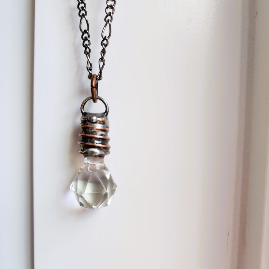 Small Faceted Glass Perfume Stopper made Wearable Pendant Necklace