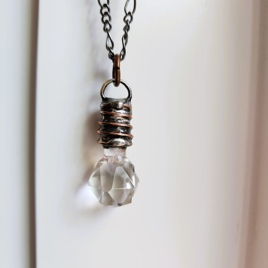 Small Faceted Glass Perfume Stopper made Wearable Pendant Necklace