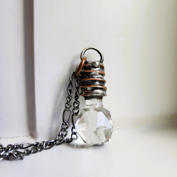 Small Faceted Glass Perfume Stopper made Wearable Pendant Necklace