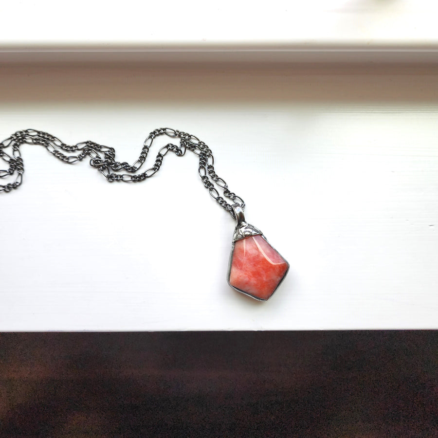 Strawberries and Cream Agate Pendant Necklace