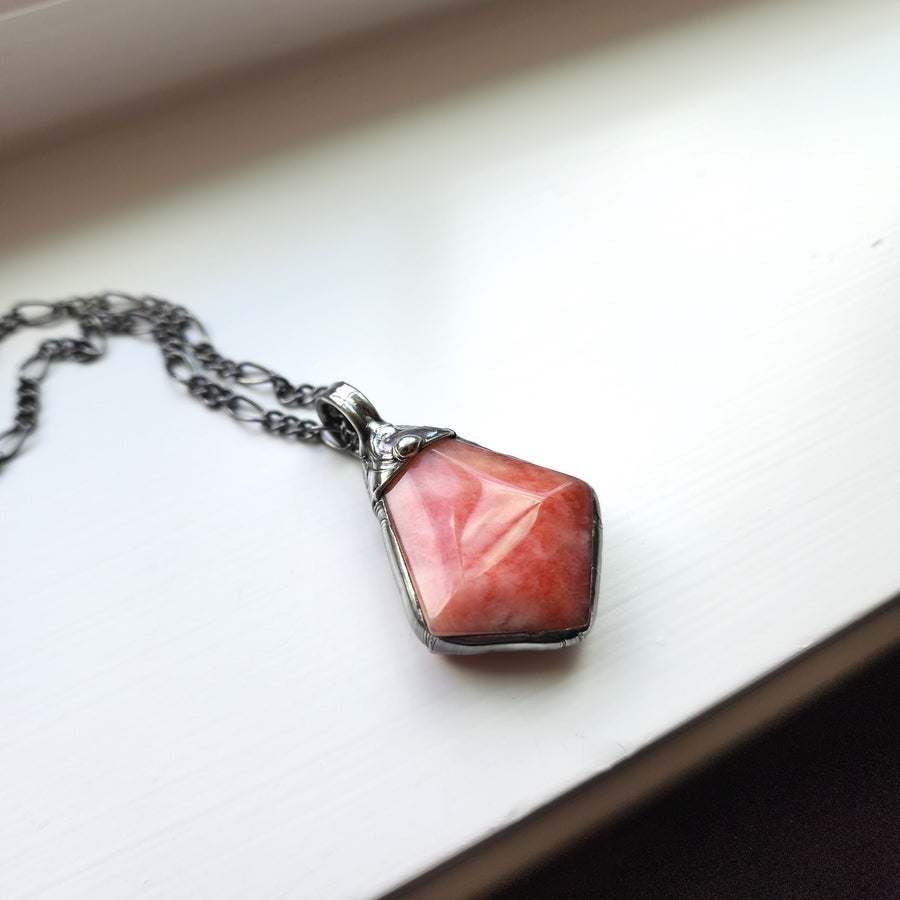 Strawberries and Cream Agate Pendant Necklace