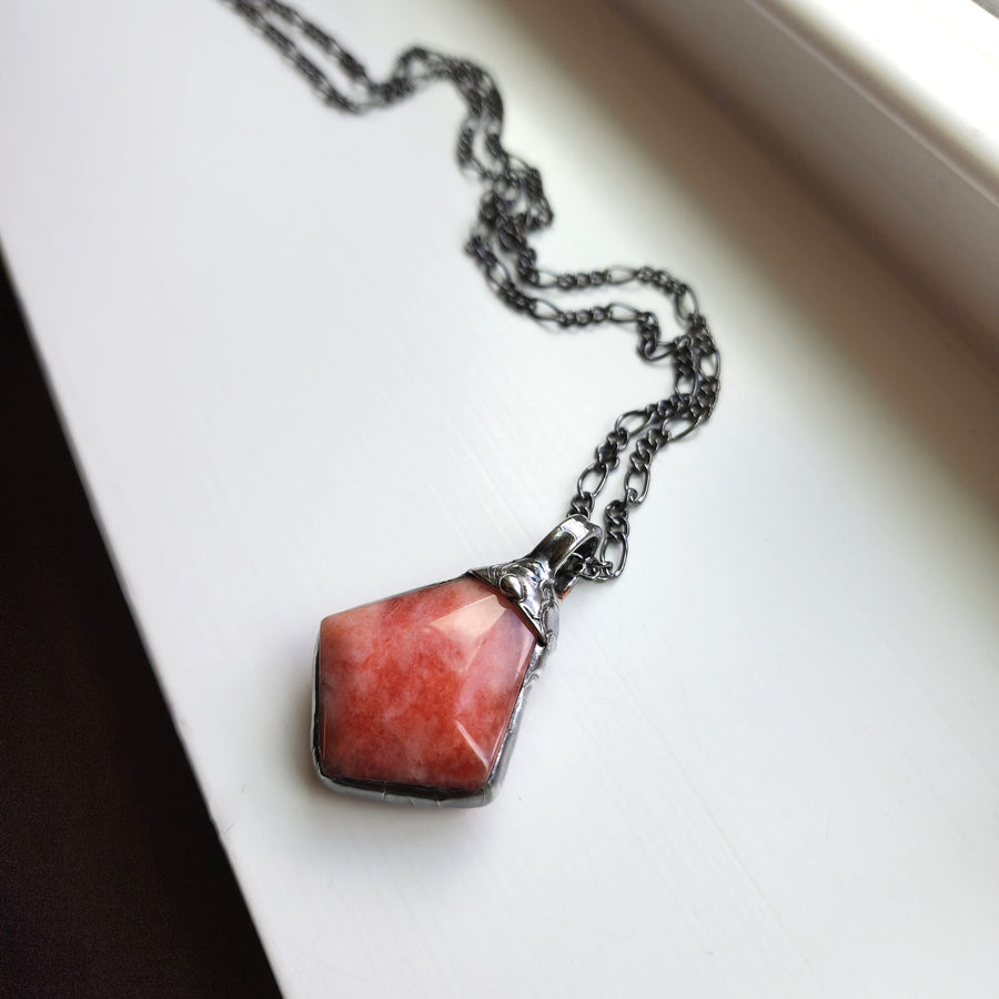 Strawberries and Cream Agate Pendant Necklace