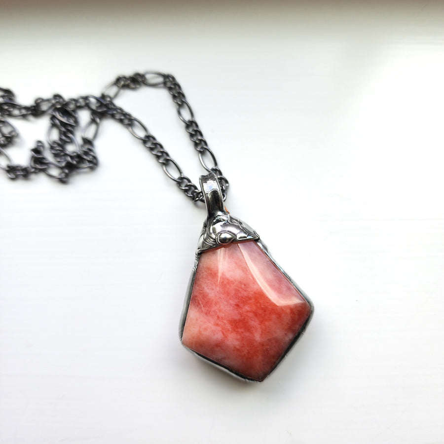 Strawberries and Cream Agate Pendant Necklace