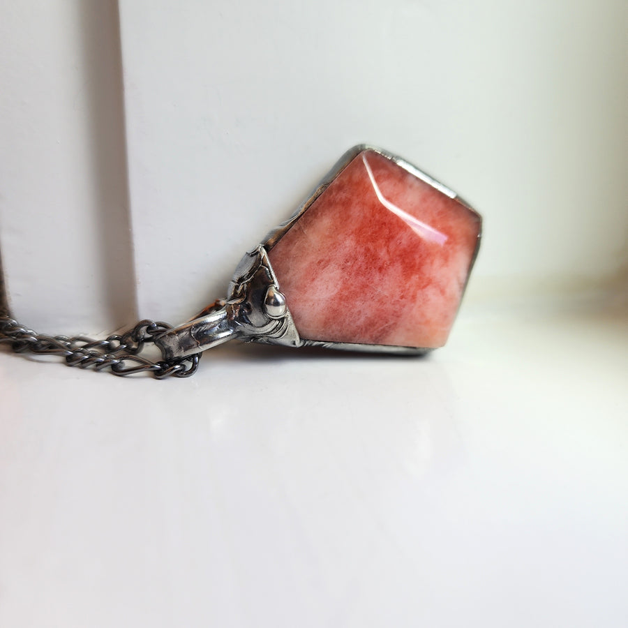 Strawberries and Cream Agate Pendant Necklace