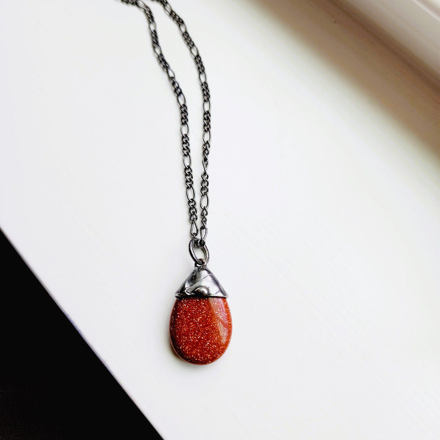 Sandstone Pear Pendant Necklace