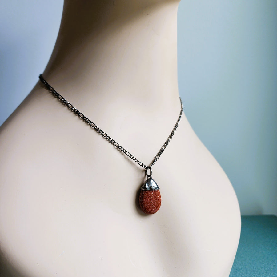 Sandstone Pear Pendant Necklace