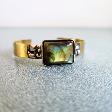 Labradorite and Brass Cuff Bracelet