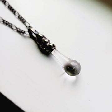 Clear Glass Drop Pendant Necklace