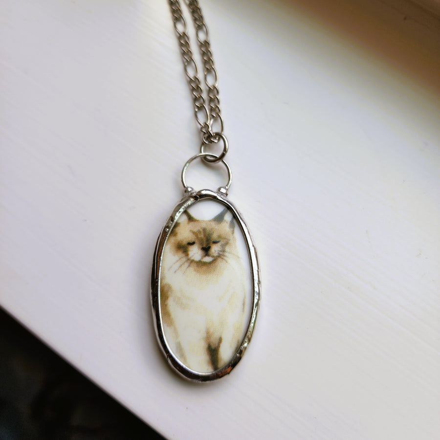 Cat Jewelry, Porcelain Broken China Pendants, The Cats