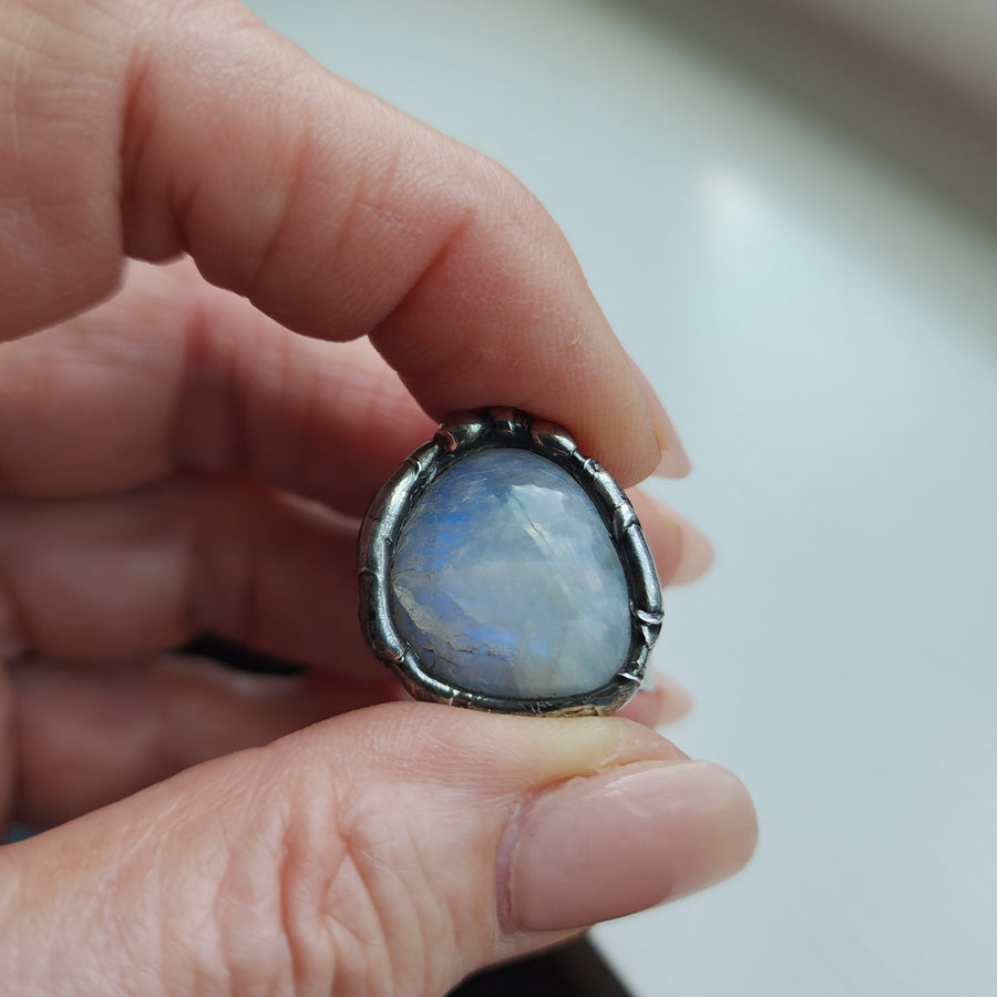 Organic, Chunky Moonstone Ring, Adjustable 7-9 - SOLD