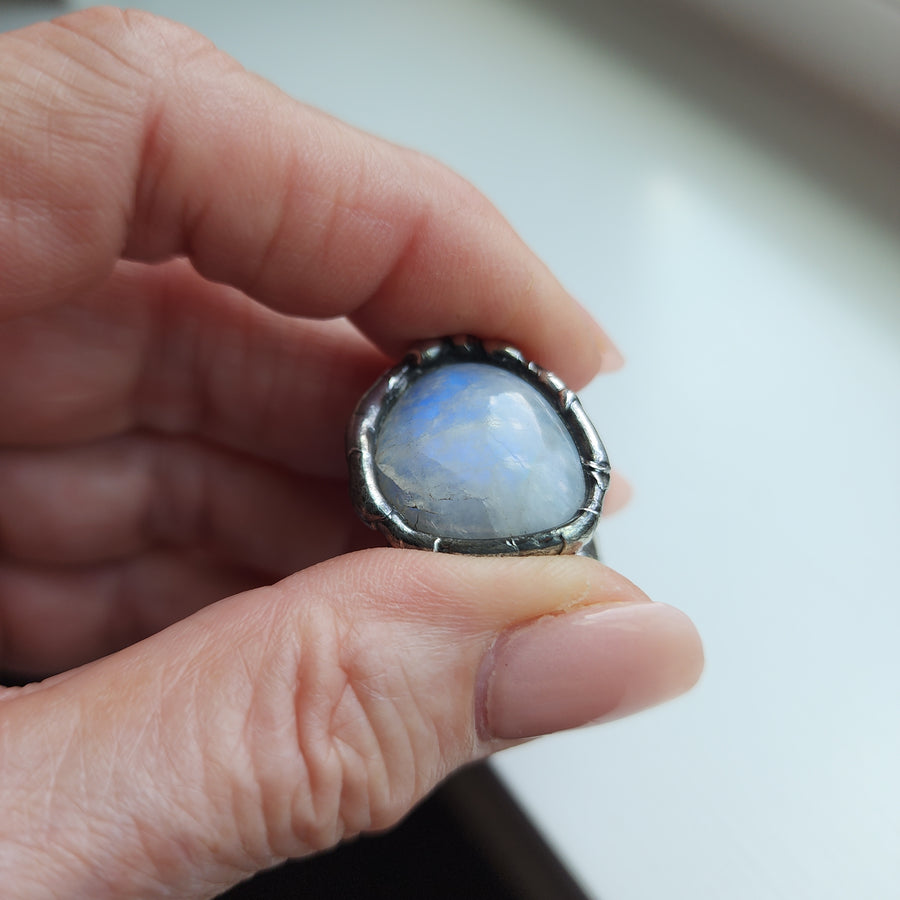 Organic, Chunky Moonstone Ring, Adjustable 7-9 - SOLD