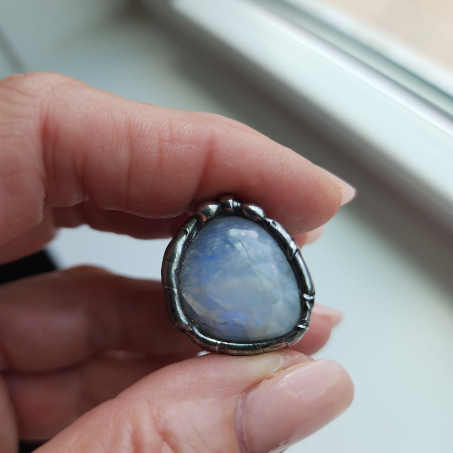 Organic, Chunky Moonstone Ring, Adjustable 7-9 - SOLD