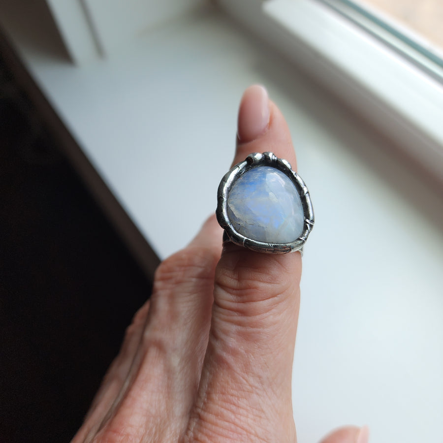 Organic, Chunky Moonstone Ring, Adjustable 7-9 - SOLD