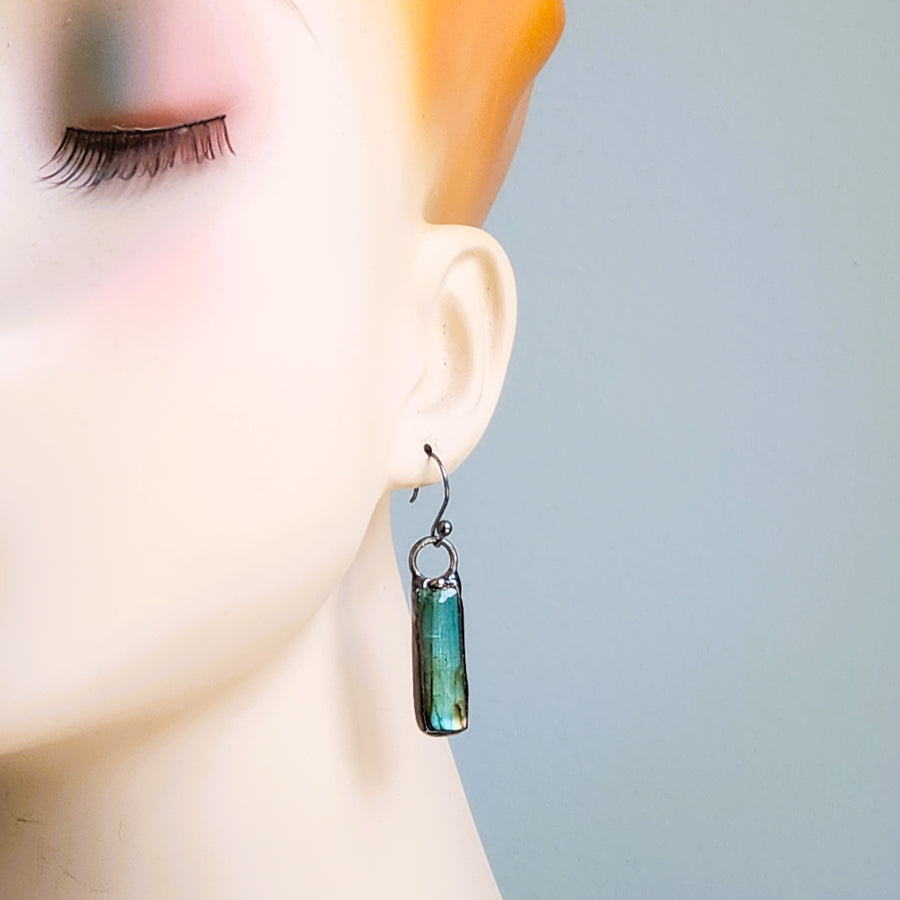 Labradorite Bar Earrings, Gemstone Drop Earrings