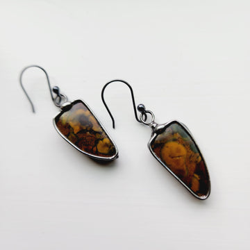 Rainforest Jasper Earrings, Sterling Silver Ear Wires