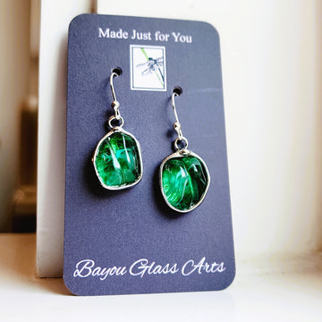 Vintage Made in Japan Green Glass Earrings