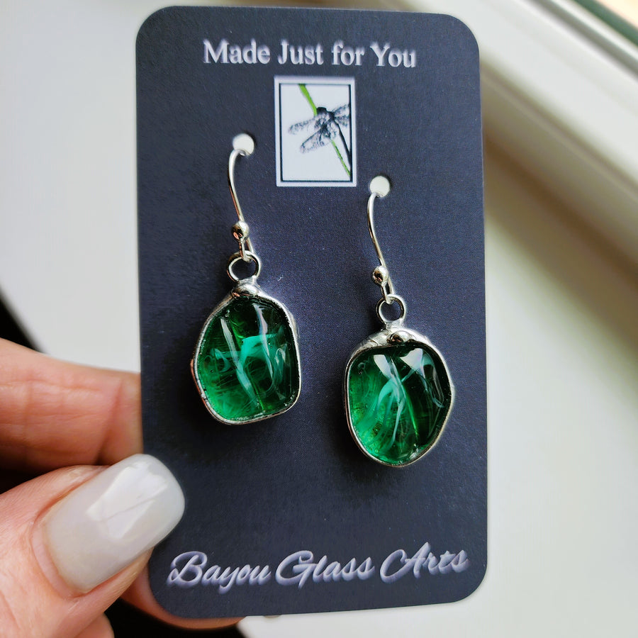 Vintage Made in Japan Green Glass Earrings