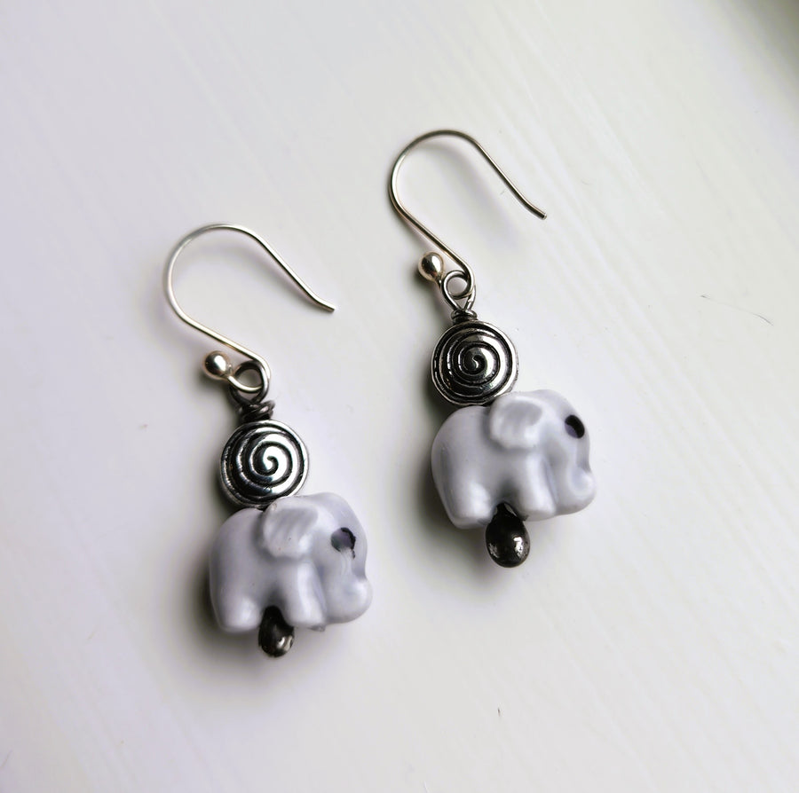 Sisterhood Elephant Earrings, Sterling Silver Ear Wires