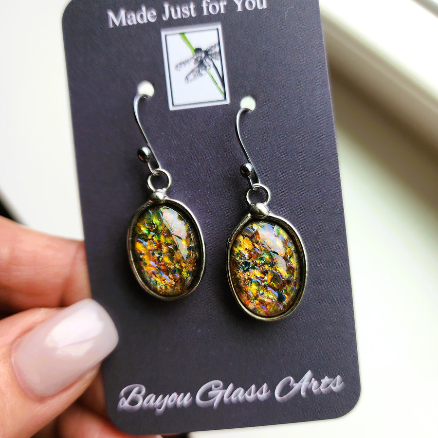 Multicolored Quality Glass Opal Earrings