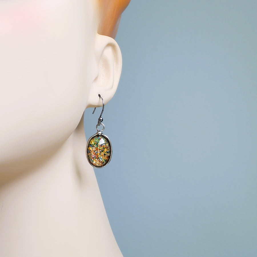 Multicolored Quality Glass Opal Earrings